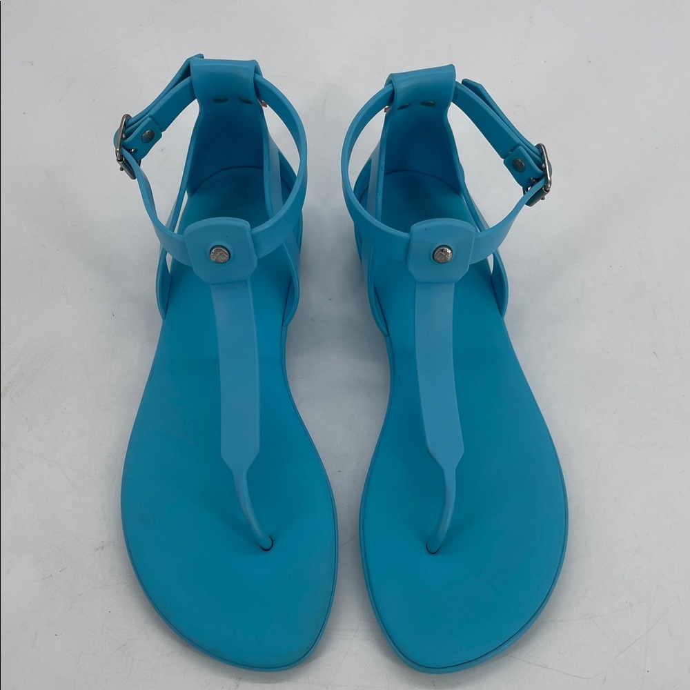 Hunter T-Bar Blue Thong Sandals Women Size 9